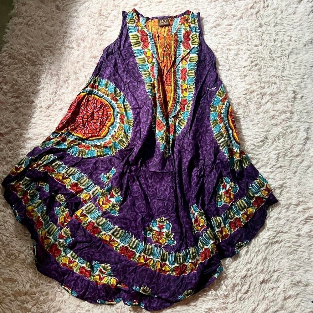 Mandala Rainbow Boho Tribal Indie‎ Caftan Dress Womens OS Earthy Zodiac Natural